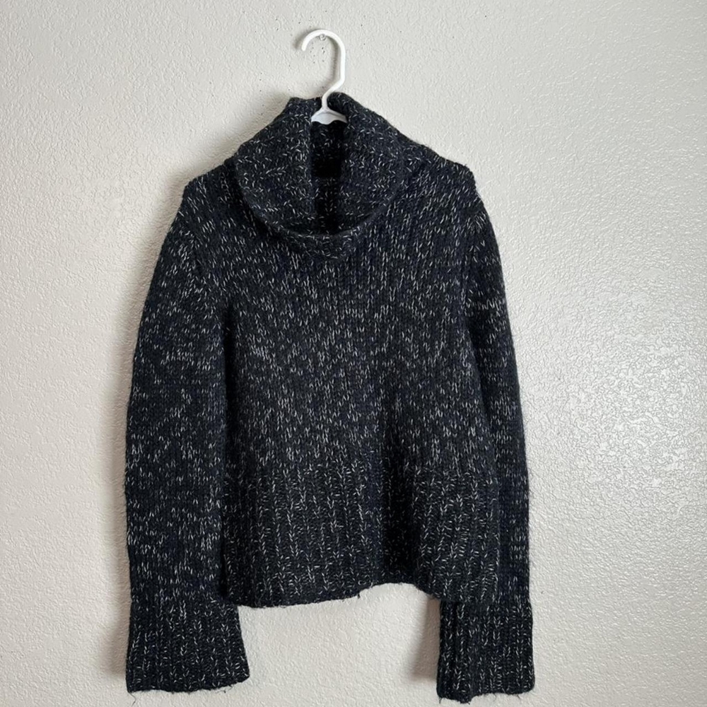 Women's  Black and Gray Cowl Neck Sweater